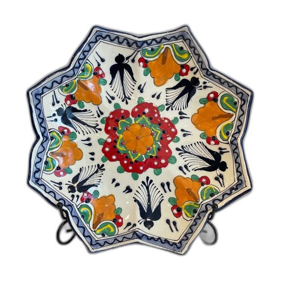 Vintage Handcrafted Star/Flower Shaped Brightly Handpainted Plate from Mexico - Picture 1 of 7
